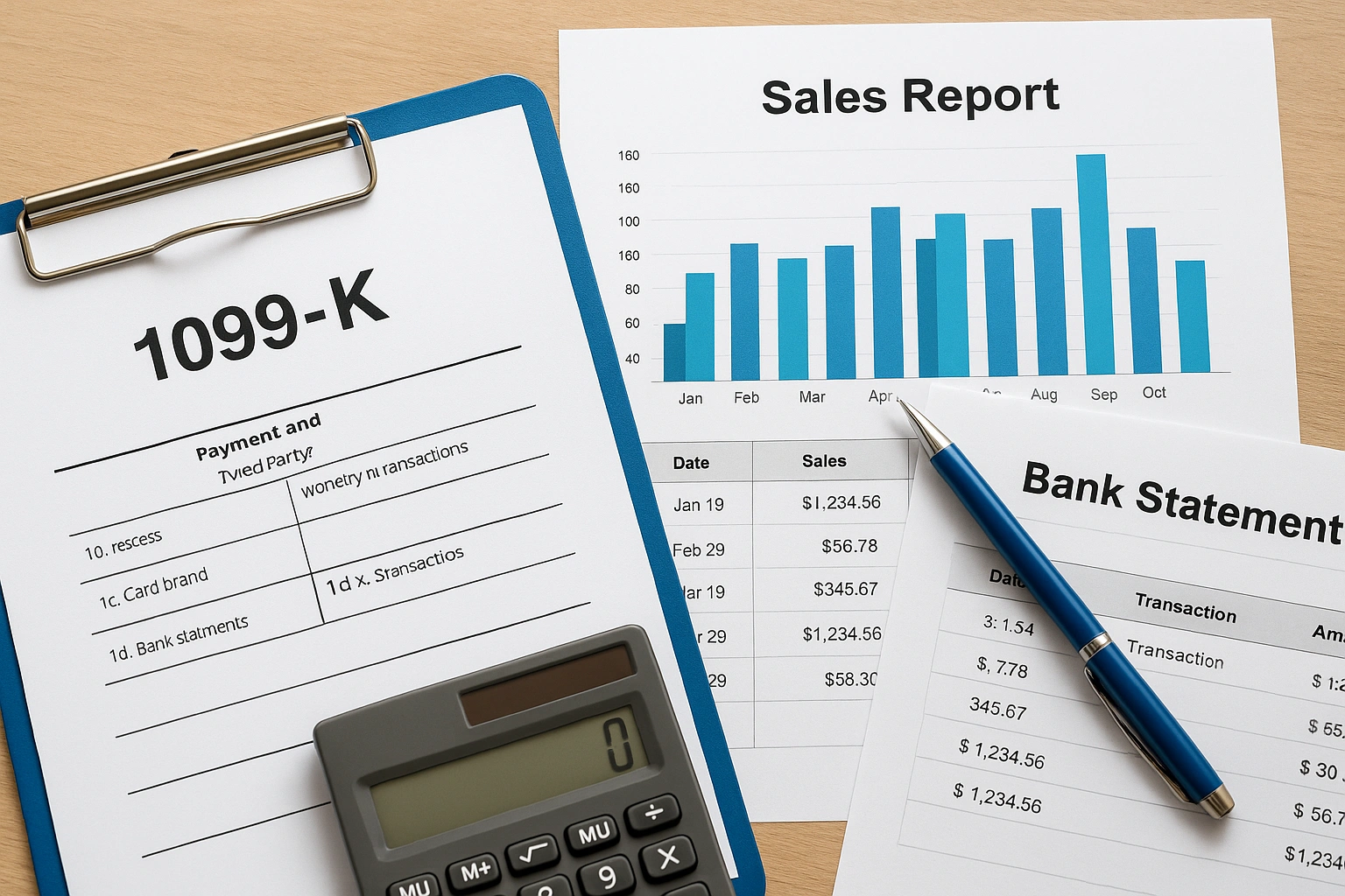2. Income records: 1099s, sales reports, and bank deposits