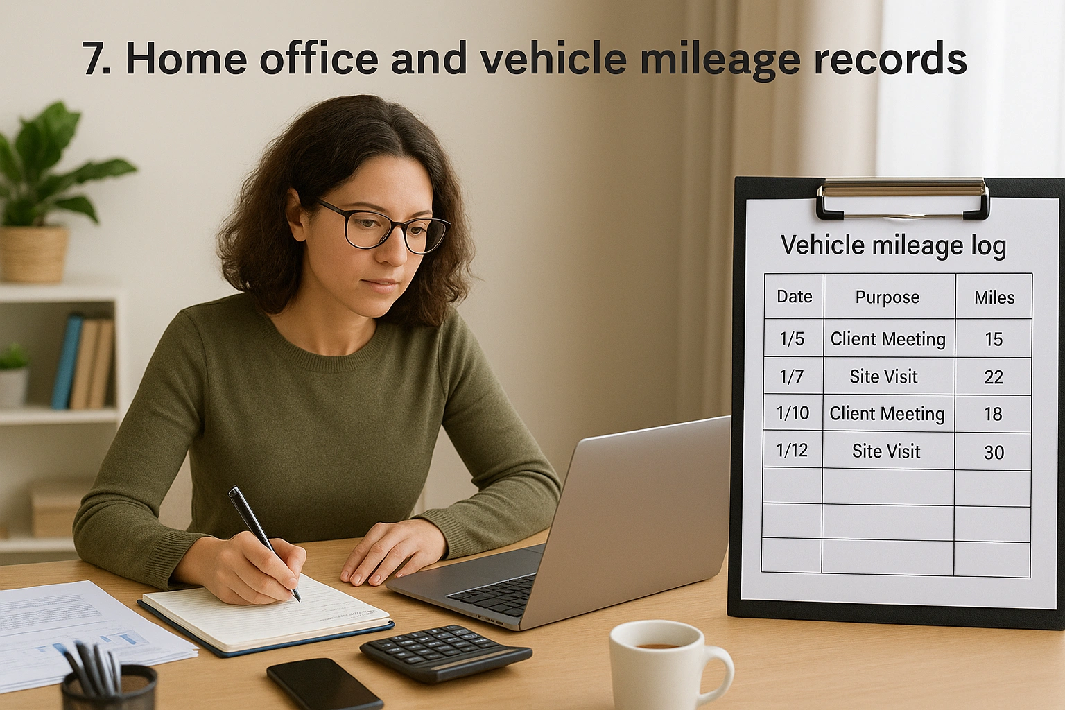 7. Home office and vehicle mileage records
