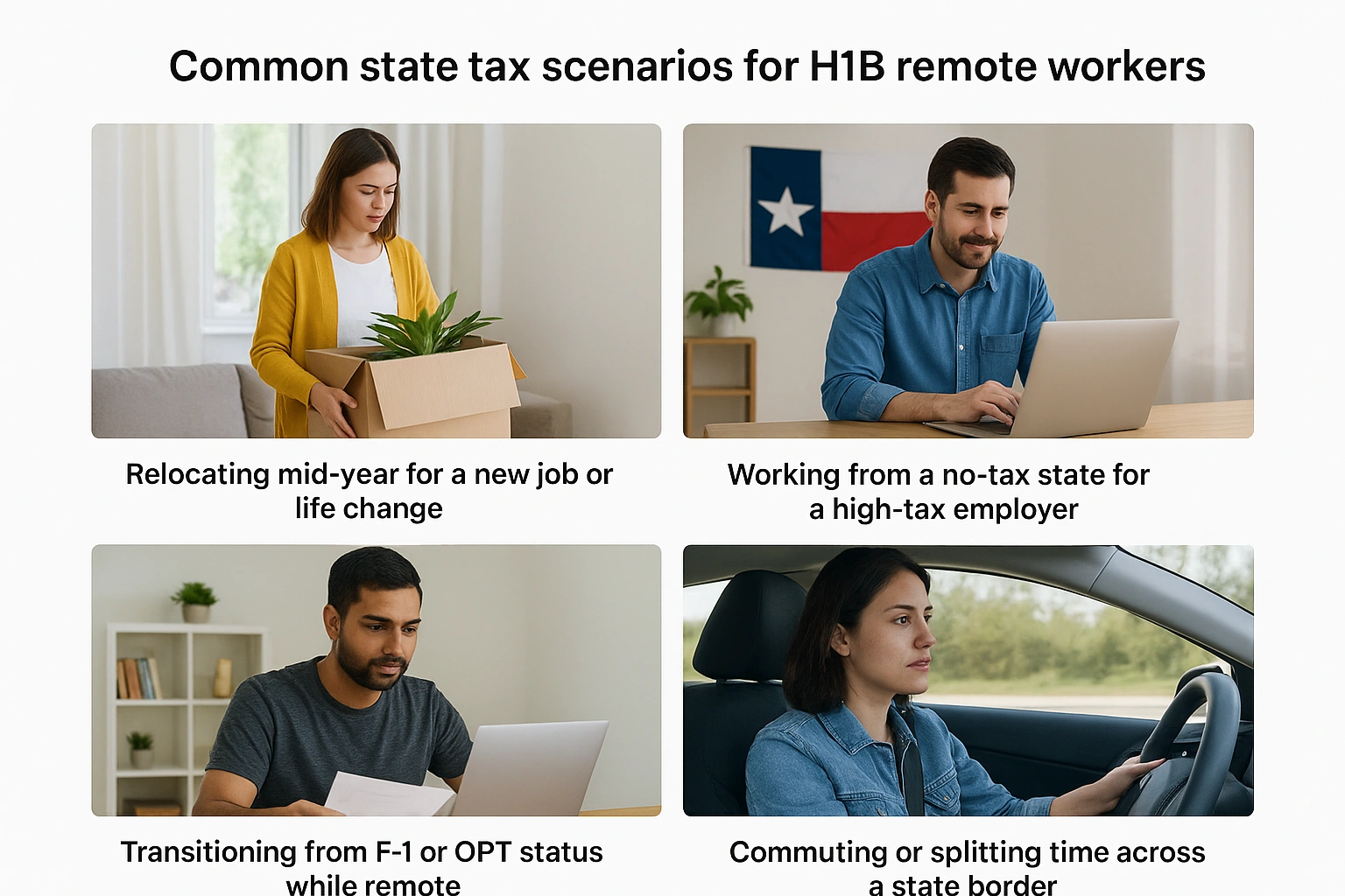 Common state tax scenarios for H1B remote workers