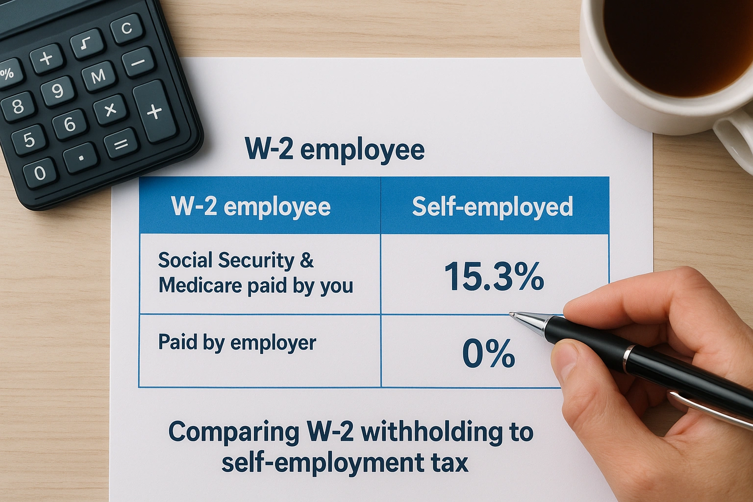 Comparing W-2 withholding to self-employment tax