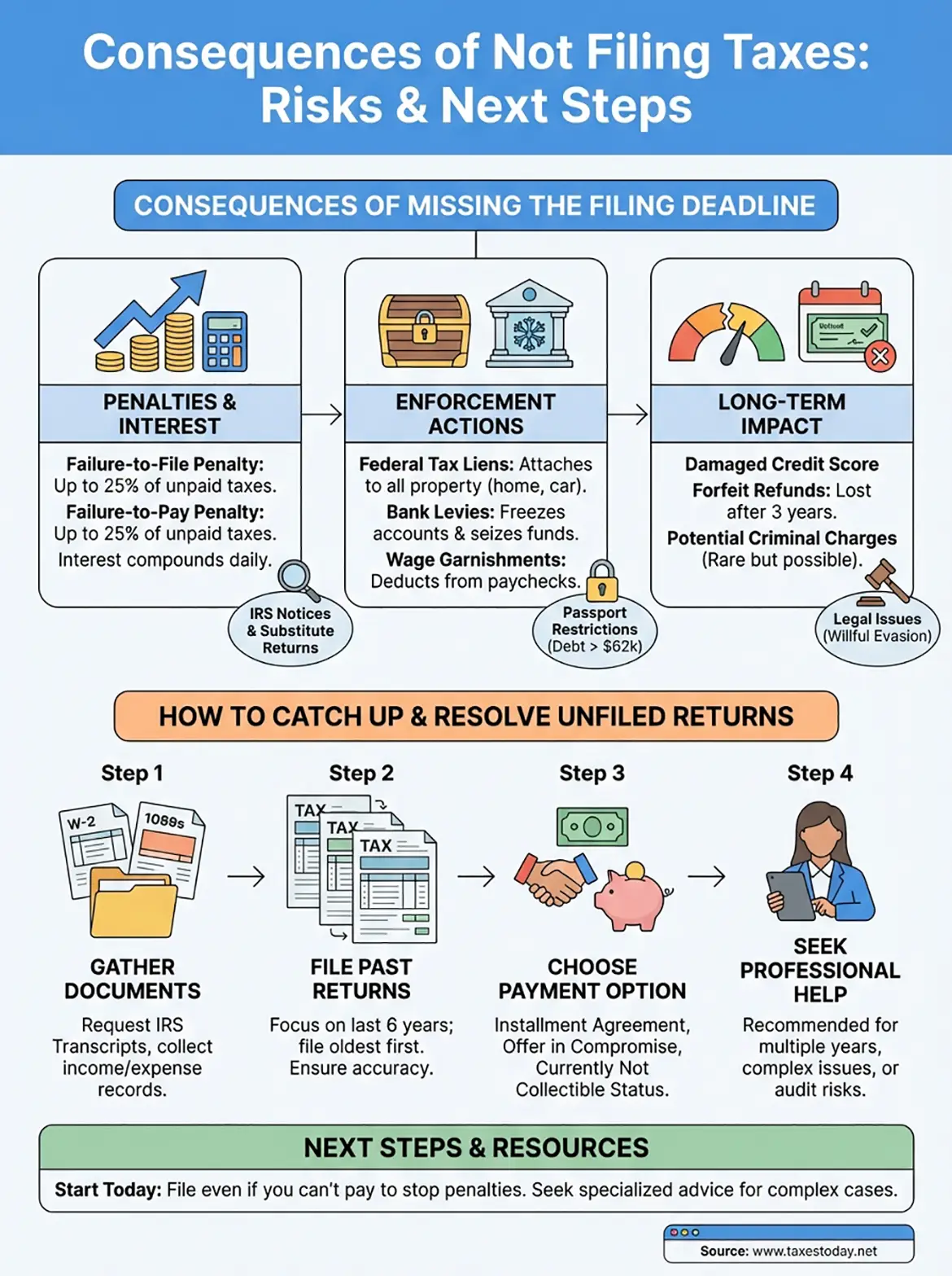 consequences of not filing taxes infographic