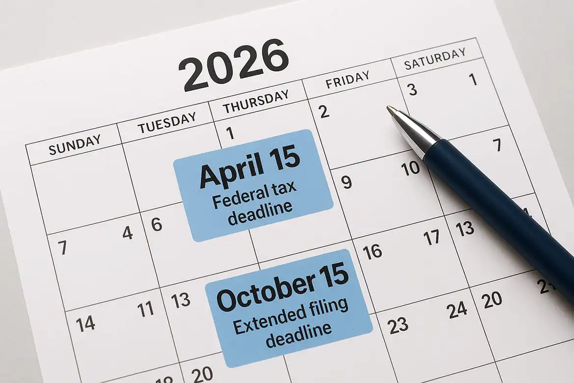 Federal deadlines and extension dates for 2026
