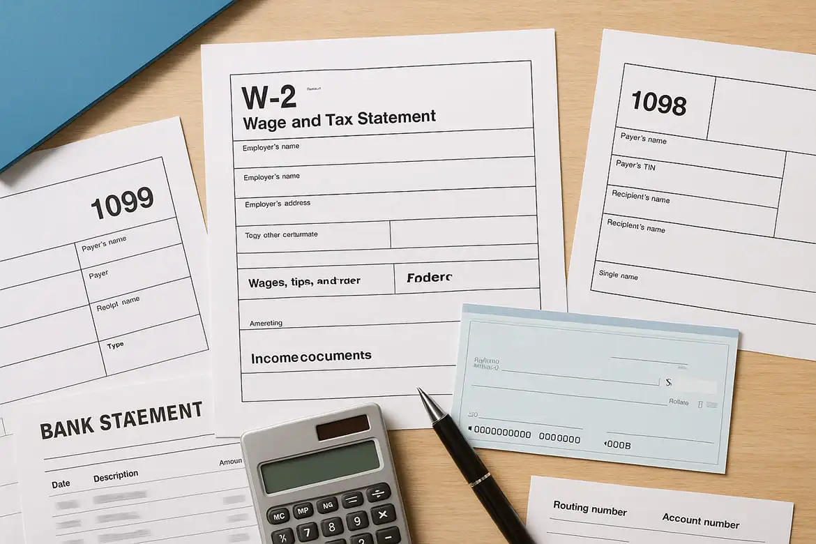 Income documents and tax forms