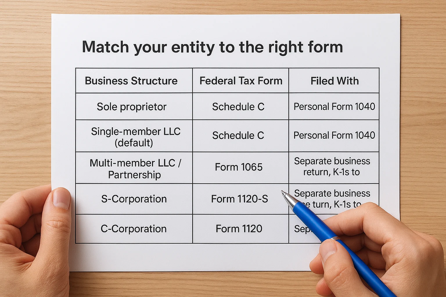 Match your entity to the right form