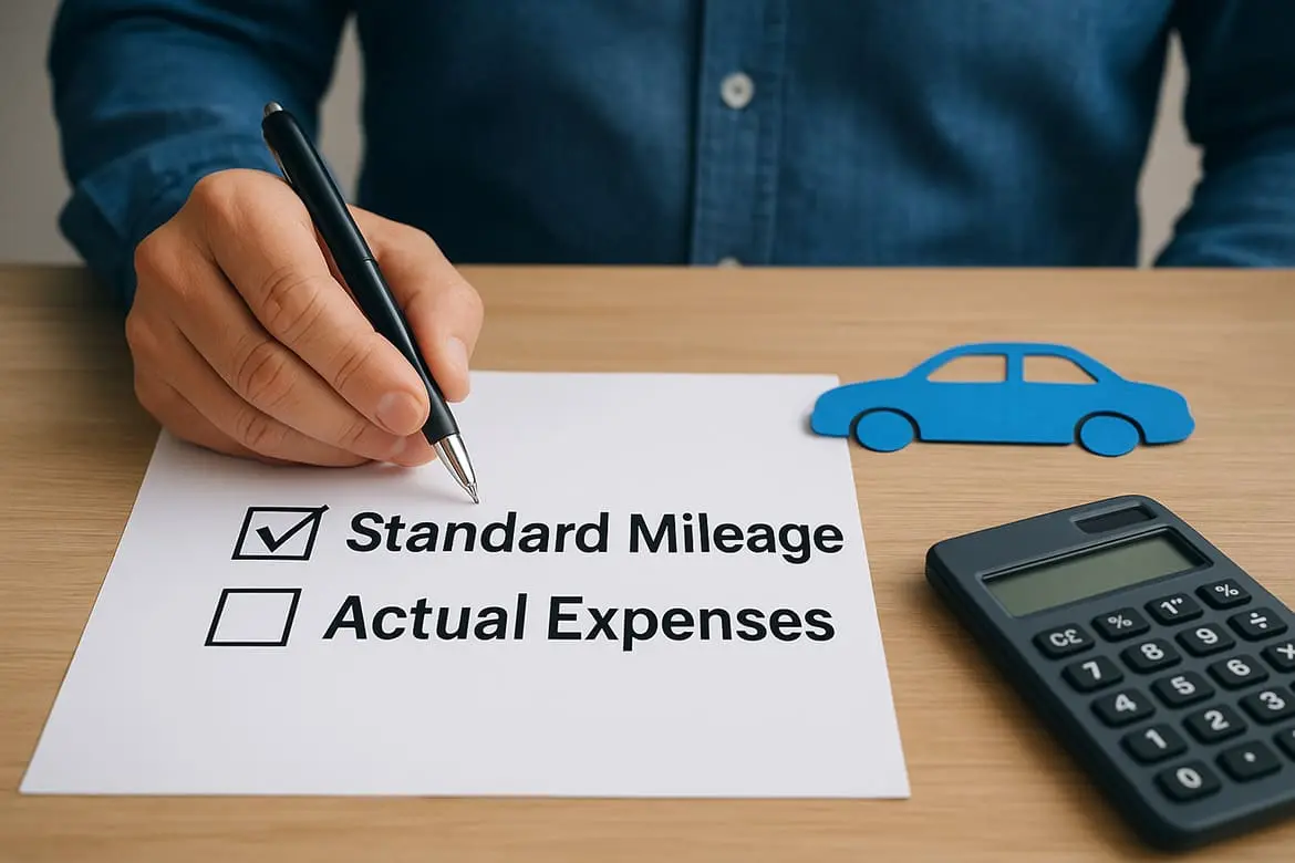 Pick standard mileage or actual expenses