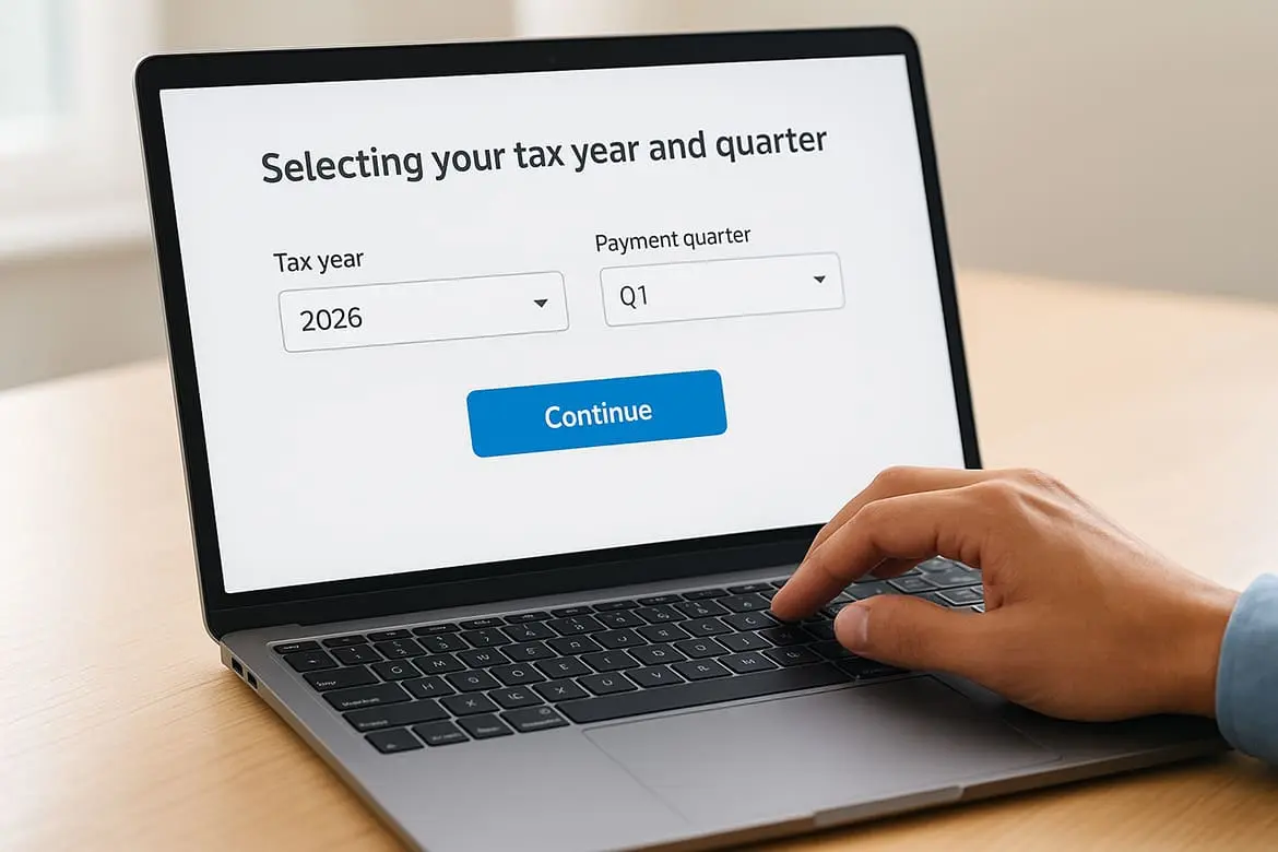 Selecting your tax year and quarter