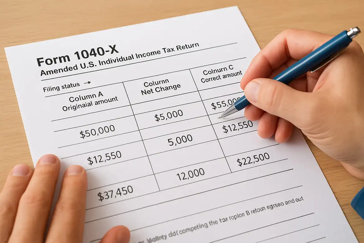 Step 2. Complete the three columns on Form 1040-X