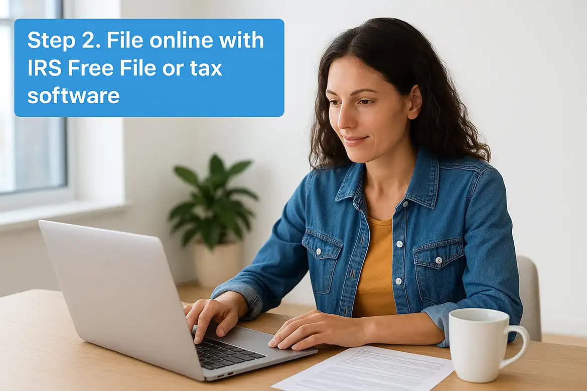 Step 2. File online with IRS Free File or tax software