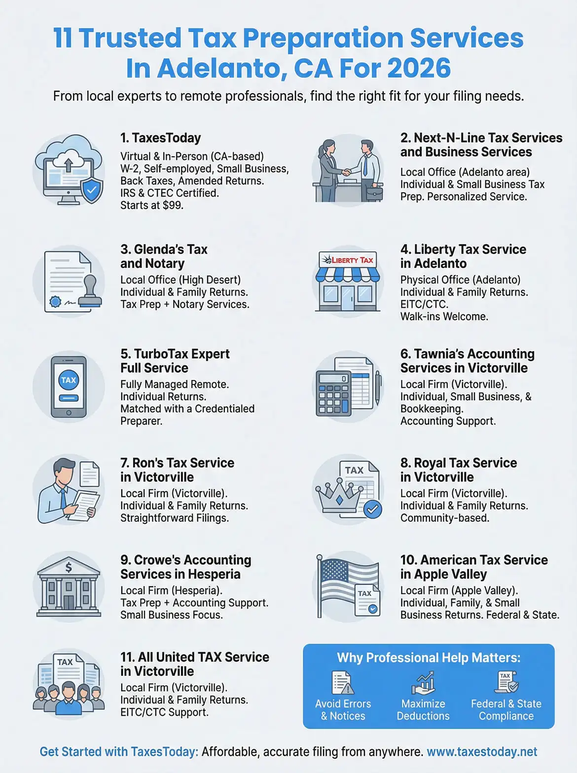 tax preparation services adelanto infographic