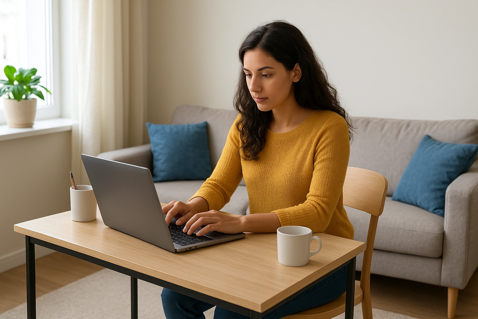 The apartment renter with a small desk