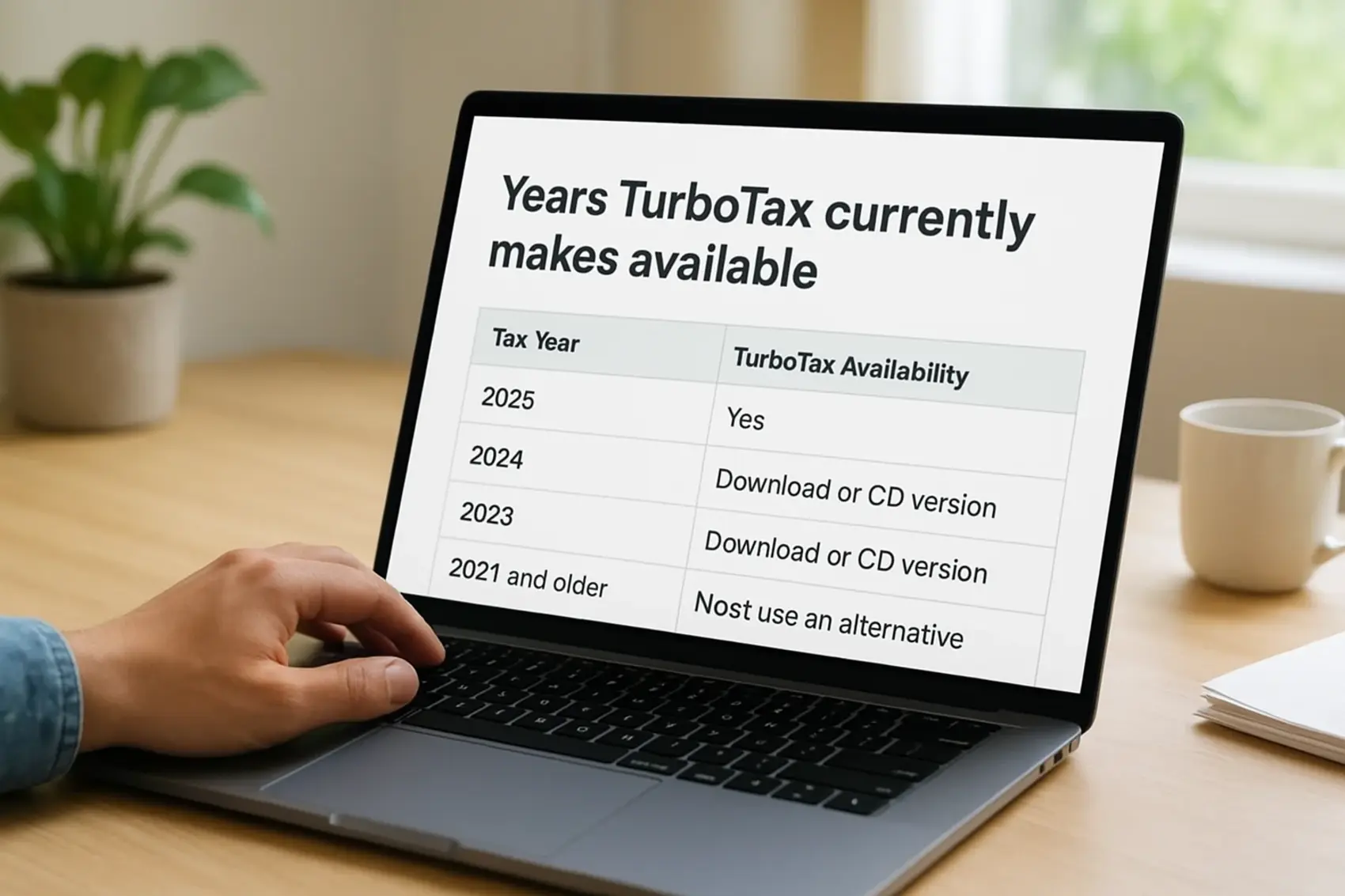 Years TurboTax currently makes available